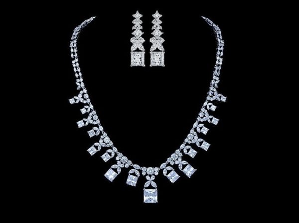Tia Princess Cut Palladium Plated CZ Set - Image 2