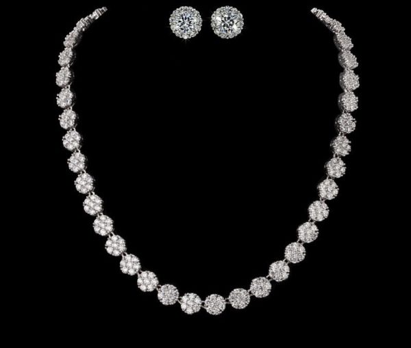 Floral Palladium Plated CZ Set - Image 2