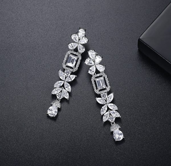 Long Baguette Drop Earrings - Image 2