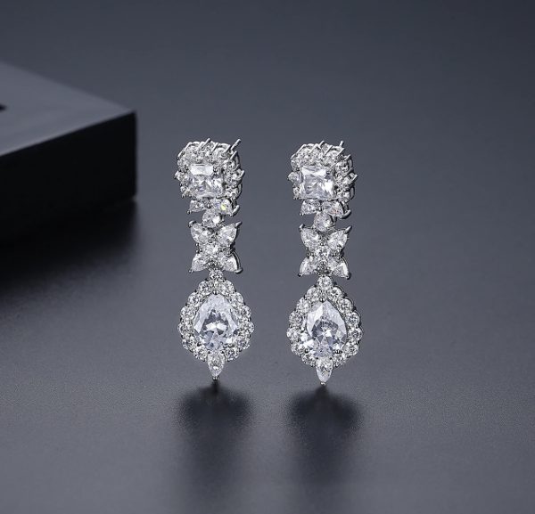 Floral Tear Drop Earrings - Image 2