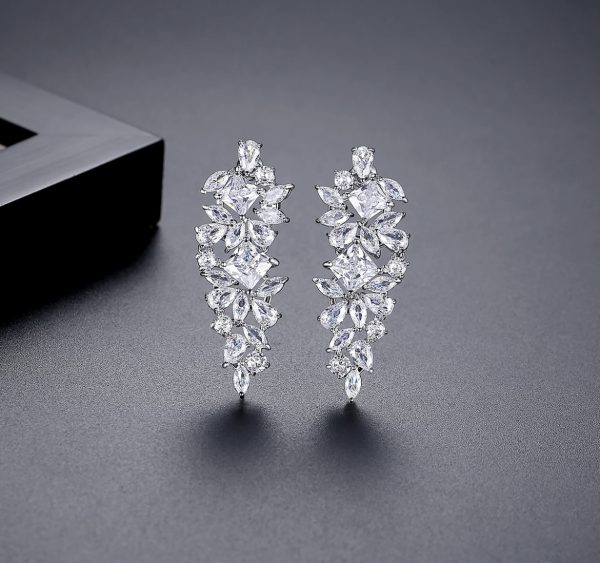 Cluster CZ Drop Earrings - Image 2
