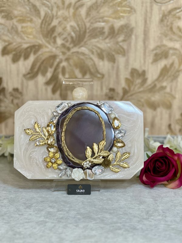Grey Agate Resin Clutch